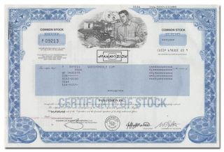 Panavision,  Inc.  Stock Certificate - Hollywood Movie Filming Process photo