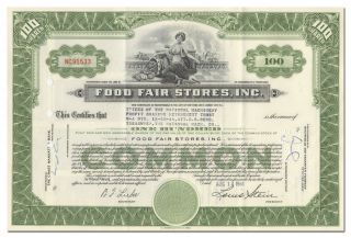 Food Fair Stores,  Inc.  Stock Certificate photo