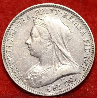 1893 Great Britain 6 Pence Silver Foreign Coin S/h photo