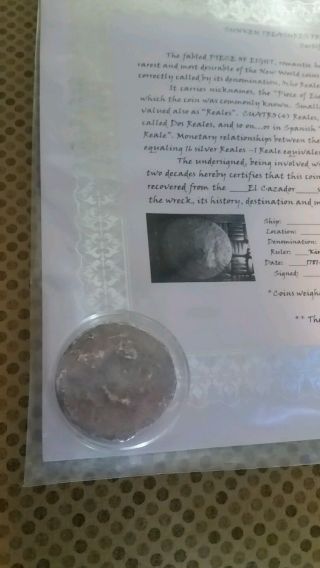 Shipwreck Silver Coin,  El Cazador,  1787 - 1783 photo