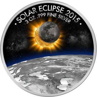 Burkina Faso 2015 1500 Franc Eclipse Of The Sun Proof - Like Silver Coin photo