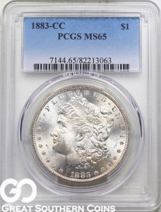 1883 - Cc Pcgs Morgan Silver Dollar Pcgs Ms 65 Very Lustrous Beauty,  S/h photo