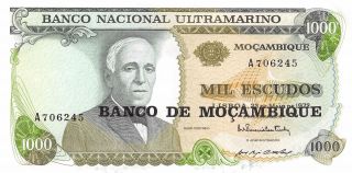 Mozambique 1000 Escudos 23.  3.  1972 Prefix A Uncirculated Banknote photo