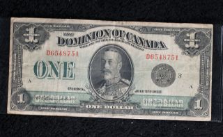 Dominion Of Canada $1 Large Size Banknote.  July 2nd,  1923 photo
