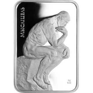 Belarus 2010 20 Rubles Thinker World Of Sculptures Proof Silver Coin photo