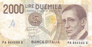 Italy 2000 Lire 3.  10.  1990 Block Pa - G Circulated Banknote,  E10 photo
