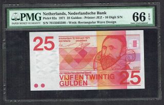 Netherlands 25 Gulden 1971 Sweelinck Pmg Gem Unc 66epq P92a photo