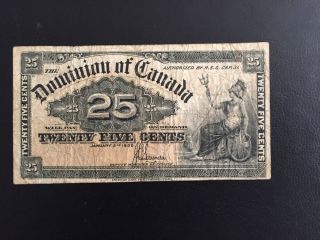 1900 25 Cents Fractional Currency (paper) Dominion Of Canada - Very Rare photo