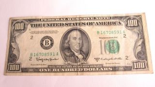 ^1950 - D $100 100 Dollar Bill,  Federal Reserve Note,  York Serial B16708591a photo