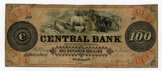 1800 ' S $100 The Central Bank - Hollidaysburg,  Pennsylvania Note photo