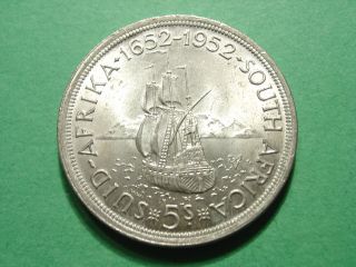 South Africa 5 Shilling 1952 Silver Crown Uncirculated photo