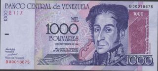 Venezuela 1000 Bolivares 10.  9.  1998 P 79 Uncirculated Banknote photo