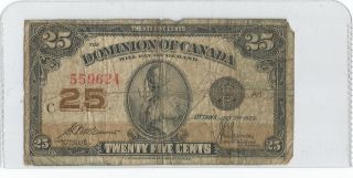 1923 Shinplaster Twenty Five Cent Bank Note From Canada photo