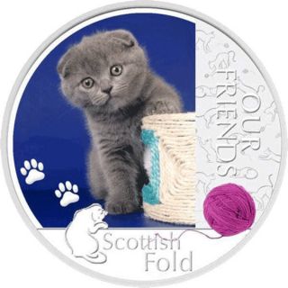 Niue 2012 1$ Scottish Fold Our Friends Kitten Proof Silver Coin photo