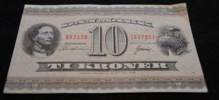 1970 - 71 10 Kroner Danmark Bank Note In Fine Extremely Note photo