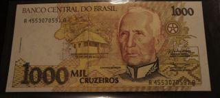 1990 1000 Cruzeiros Brasil Bank Note In Unc Extremely Note photo