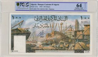 Banque Centrale D ' Algerie Algeria 100 Dinars 1964 Large Note Pcgs 64 photo