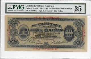 Commonwealth Of Australia - 10 Shillings,  Nd (1918).  Pmg 35.  Ef.  Rare. photo