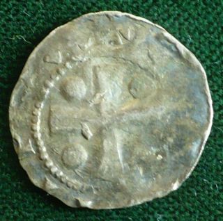 Unidentified German Crusader Medieval 12 - 14th Century Cross Symbol Silver Coin photo