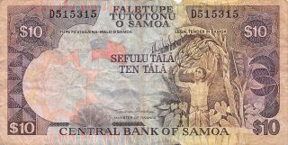 Samoa 10 Tala Nd.  1985 P 27a Series D Circulated Banknote Msp29 photo