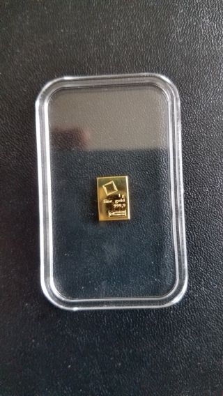 1 Gram.  999 - 24k Gold Bar With Case - Essayeur Fondeur photo