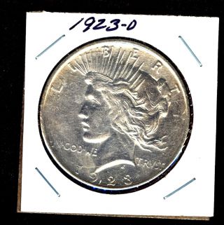 1923 D,  Unc Bu Denver 90 Silver Peace Dollar U S Coin 358631 photo