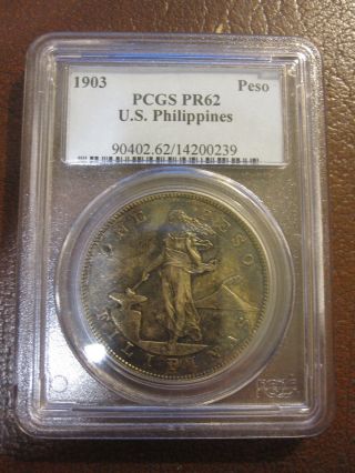 1903 U.  S.  Philippines Proof Silver Peso Pcgs Pr62 photo