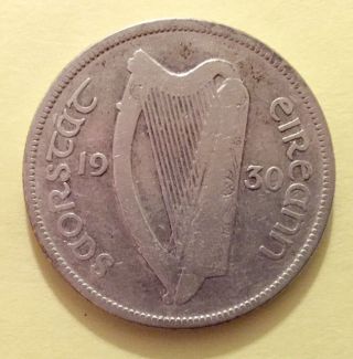 1930 Silver Irish Half Crown.  Ireland.  Eire Horse Coin. photo