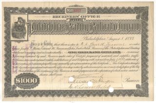 Philadelphia And Reading Railroad Company 1893 $1000 Bond Certificate photo