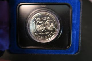 1974 Canadian Winnipeg Bu Centennial Dollar Coin With Case - photo