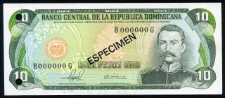 Dominican Republic 10 Pesos Oro 1981 P - 119s1 Unc Specimen Uncirculated Banknote photo