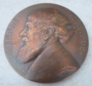 1915 Pierre Lampue French Politician & Photographer Art Medal By Deschamps photo