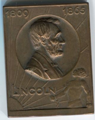 U.  S.  /germany,  Lincoln And Slave/rising Sun Plaque,  50.  7x39.  1mm photo