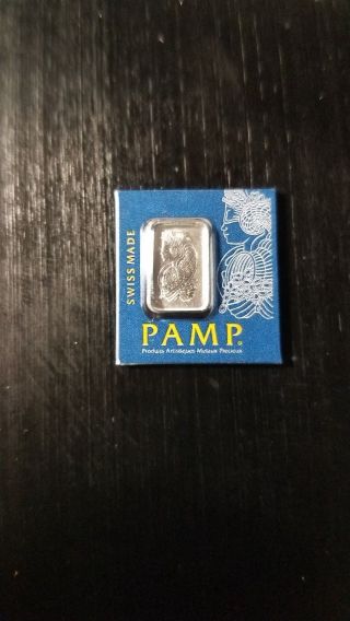 1 Gram Pamp Swiss 999.  5 Platinum Bar.  Certified,  Serial Numbered. photo