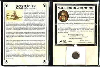 Ottoman Empire Mangir Coin,  Enemy At The Gate,  16th Century,  Album & Certificate photo