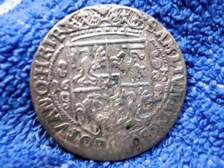 Poland: Silver Ort (1/4 Thaler) 1623 Hand Hammered Coin Very Fine photo