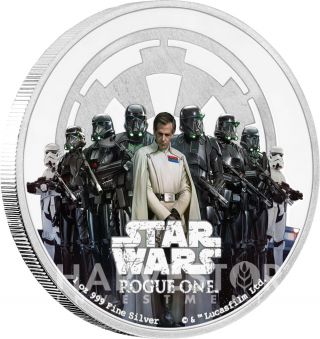 2017 Star Wars Rogue One - The Empire - 1 Oz.  Silver Coin - All Ogp & photo