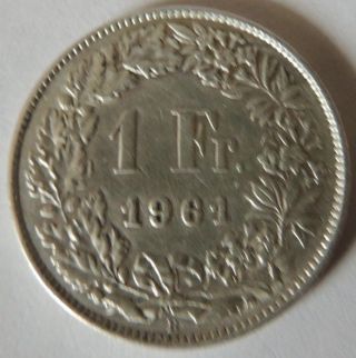 Switzerland 1961 - B Silver 1 Franc Vf,  Km - 24 photo