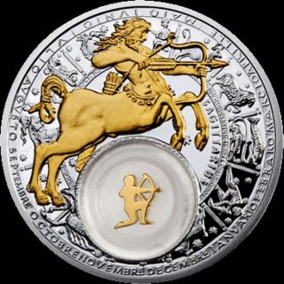 Belarus,  Sagittarius.  2013,  20 Rubles,  Silver,  Plated With Gold photo