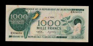 Burundi 1000 Francs 1981 E Pick 31b Xf Banknote. photo