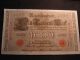 Large Imperial Germany 1 Thousand Mark Banknote 1910 Ribbed Largest Denomination Europe photo 1