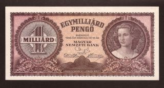 Hungary 1 Milliard Pengo 1946 - Pick 125 - Unc Banknote photo