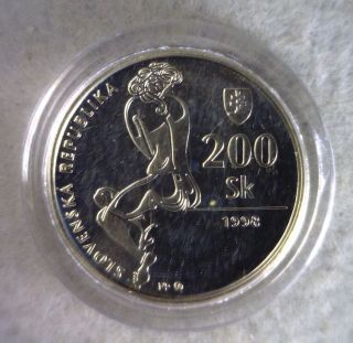 Slovakia 200 Korun 1998 Bu Silver Coin In Plastic (stock 0594) photo