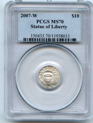 2007 - W 1/10 Ounce $10 Platinum Eagle Pcgs Ms 70 And Bright photo