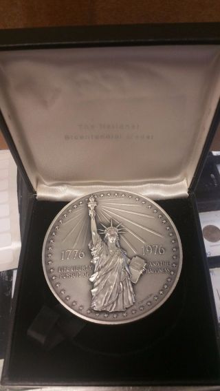 1976 Us National Bicentennial Medal Scarce 3 Inch 90 Silver Piece photo
