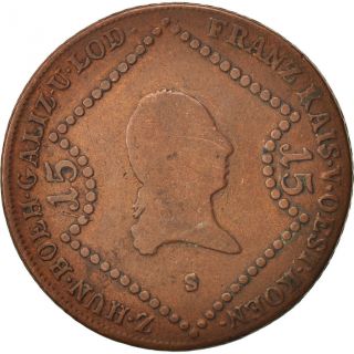 [ 19254] Austria,  Franz Ii (i),  15 Kreuzer,  1807,  Schmollnitz,  Copper, . photo
