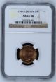 Great Britain 1 Farthing 1943 Ms66 Rd Ngc Bronze Km 843 George Vi Finest Red UK (Great Britain) photo 4