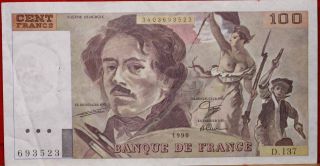 1990 France 100 Francs Note P - 154e S/h photo