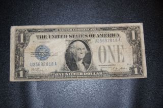 Old Vintage 1928a One Dollar Bill $1 Silver Certificate Funny Back photo