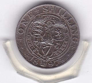 1897 Queen Victoria Sterling Silver Shilling British Coin photo